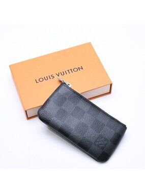 Louis Vuitton Pochette Cles Coin Purse Damier Graphite Canvas Black Gray Silver